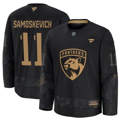 Men's Premium Florida Panthers Mackie Samoskevich Fanatics 2024 Military Appreciation Practice Jersey - Black
