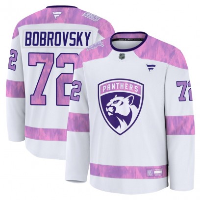 Youth Premium Florida Panthers Sergei Bobrovsky Fanatics 2024 Hockey Fights Cancer Practice Jersey - White