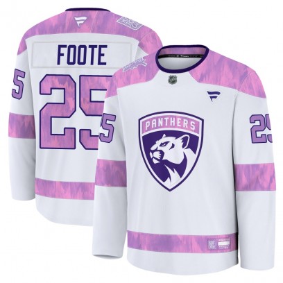 Youth Premium Florida Panthers Nolan Foote Fanatics 2024 Hockey Fights Cancer Practice Jersey - White