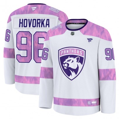 Youth Premium Florida Panthers Mikulas Hovorka Fanatics 2024 Hockey Fights Cancer Practice Jersey - White