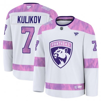 Youth Premium Florida Panthers Dmitry Kulikov Fanatics 2024 Hockey Fights Cancer Practice Jersey - White