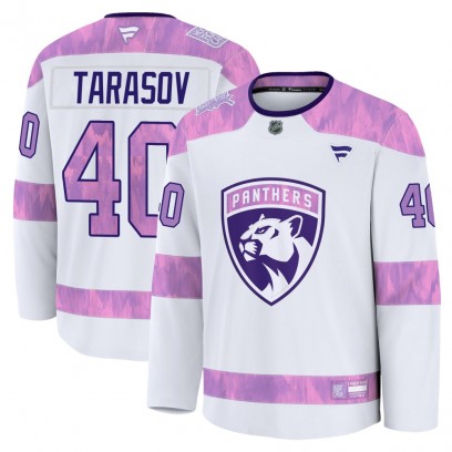 Youth Premium Florida Panthers Daniil Tarasov Fanatics 2024 Hockey Fights Cancer Practice Jersey - White