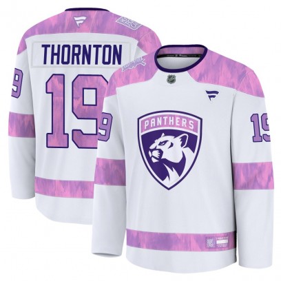 Youth Premium Florida Panthers Joe Thornton Fanatics 2024 Hockey Fights Cancer Practice Jersey - White