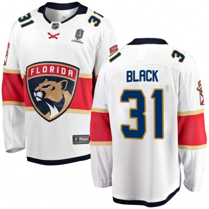 Youth Breakaway Florida Panthers Cooper Black Fanatics Branded Away 2025 Stanley Cup Champions Patched Jersey - White
