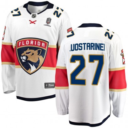Youth Breakaway Florida Panthers Eetu Luostarinen Fanatics Branded Away 2025 Stanley Cup Champions Patched Jersey - White
