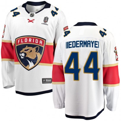 Youth Breakaway Florida Panthers Rob Niedermayer Fanatics Branded Away 2025 Stanley Cup Champions Patched Jersey - White