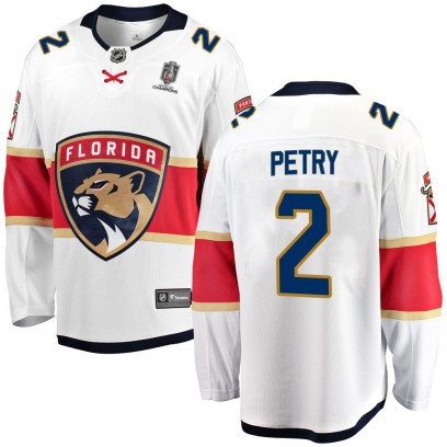 Youth Breakaway Florida Panthers Jeff Petry Fanatics Branded Away 2025 Stanley Cup Champions Patched Jersey - White
