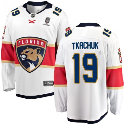 Youth Breakaway Florida Panthers Matthew Tkachuk Fanatics Branded Away 2025 Stanley Cup Champions Patched Jersey - White
