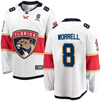 Youth Breakaway Florida Panthers Peter Worrell Fanatics Branded Away 2025 Stanley Cup Champions Patched Jersey - White