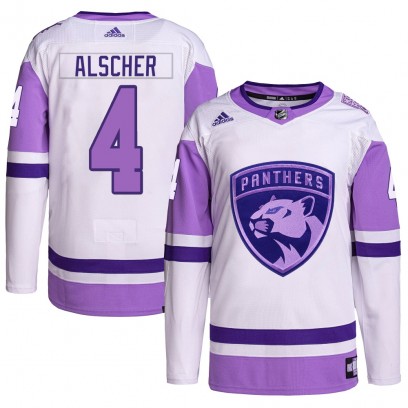 Men's Authentic Florida Panthers Marek Alscher Adidas Hockey Fights Cancer Primegreen Jersey - White/Purple
