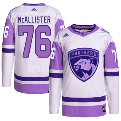 Men's Authentic Florida Panthers Ryan McAllister Adidas Hockey Fights Cancer Primegreen Jersey - White/Purple