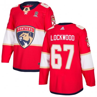 Youth Authentic Florida Panthers William Lockwood Adidas Home 2025 Stanley Cup Champions Patched Jersey - Red