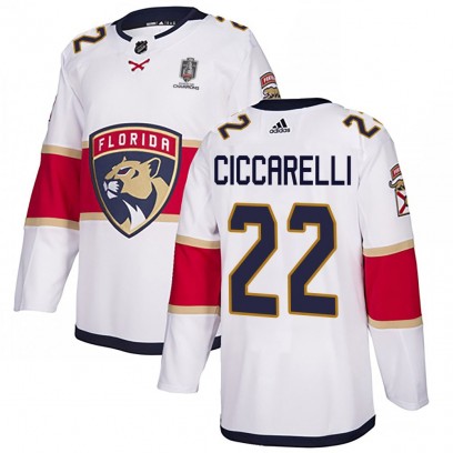 Men's Authentic Florida Panthers Dino Ciccarelli Adidas Away 2025 Stanley Cup Champions Patched Jersey - White