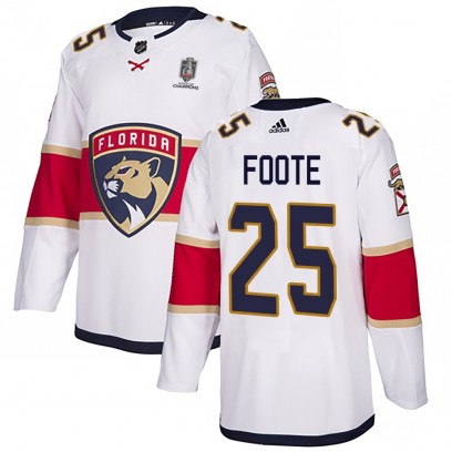 Men's Authentic Florida Panthers Nolan Foote Adidas Away 2025 Stanley Cup Champions Patched Jersey - White