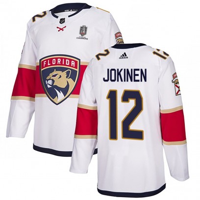 Men's Authentic Florida Panthers Olli Jokinen Adidas Away 2025 Stanley Cup Champions Patched Jersey - White
