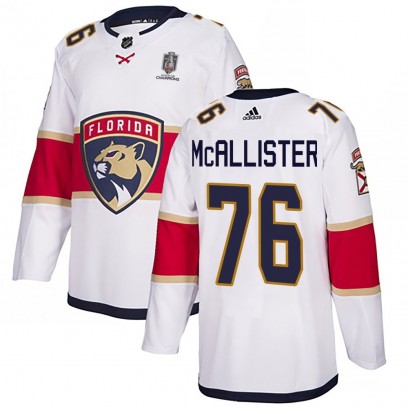 Men's Authentic Florida Panthers Ryan McAllister Adidas Away 2025 Stanley Cup Champions Patched Jersey - White