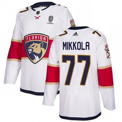 Men's Authentic Florida Panthers Niko Mikkola Adidas Away 2025 Stanley Cup Champions Patched Jersey - White