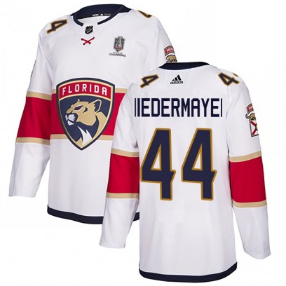 Men's Authentic Florida Panthers Rob Niedermayer Adidas Away 2025 Stanley Cup Champions Patched Jersey - White
