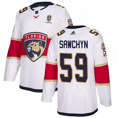 Men's Authentic Florida Panthers Gracyn Sawchyn Adidas Away 2025 Stanley Cup Champions Patched Jersey - White