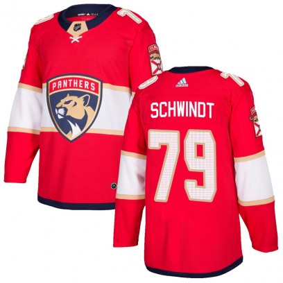 Men's Authentic Florida Panthers Cole Schwindt Adidas Home Jersey - Red