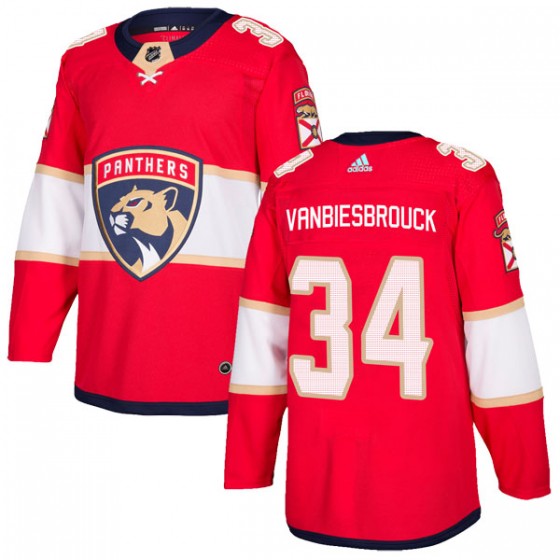 Men's Authentic Florida Panthers John Vanbiesbrouck Adidas Home Jersey - Red