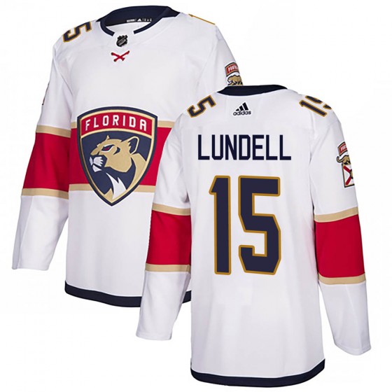 Men's Authentic Florida Panthers Anton Lundell Adidas Away Jersey - White