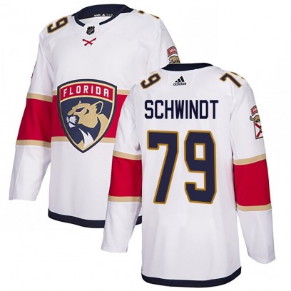 Men's Authentic Florida Panthers Cole Schwindt Adidas Away Jersey - White