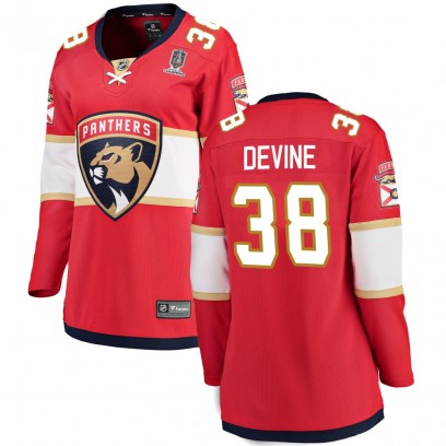 Women's Breakaway Florida Panthers Jack Devine Fanatics Branded Home 2025 Stanley Cup Champions Patched Jersey - Red