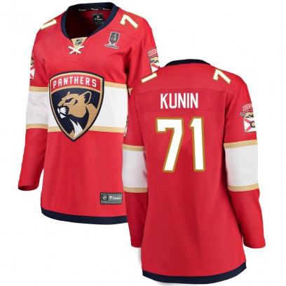 Women's Breakaway Florida Panthers Luke Kunin Fanatics Branded Home 2025 Stanley Cup Champions Patched Jersey - Red