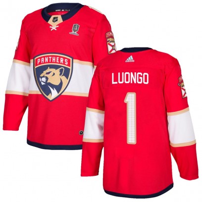 Men's Authentic Florida Panthers Roberto Luongo Adidas Home 2025 Stanley Cup Champions Patched Jersey - Red