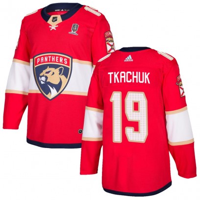 Men's Authentic Florida Panthers Matthew Tkachuk Adidas Home 2025 Stanley Cup Champions Patched Jersey - Red