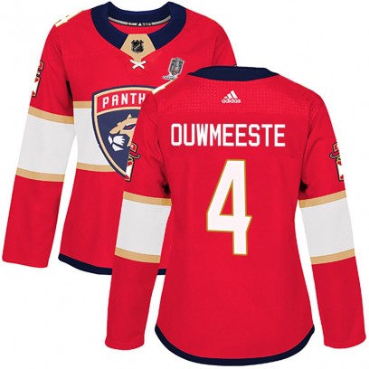 Women's Authentic Florida Panthers Jay Bouwmeester Adidas Home 2025 Stanley Cup Champions Patched Jersey - Red