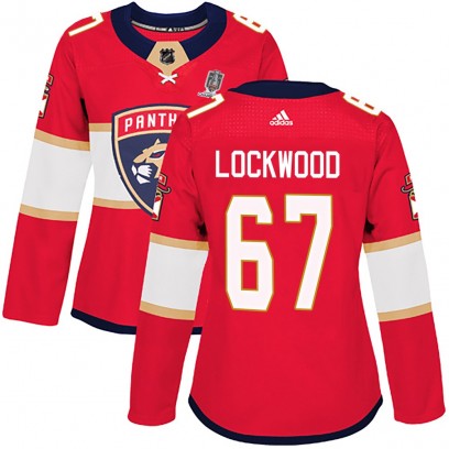 Women's Authentic Florida Panthers William Lockwood Adidas Home 2025 Stanley Cup Champions Patched Jersey - Red