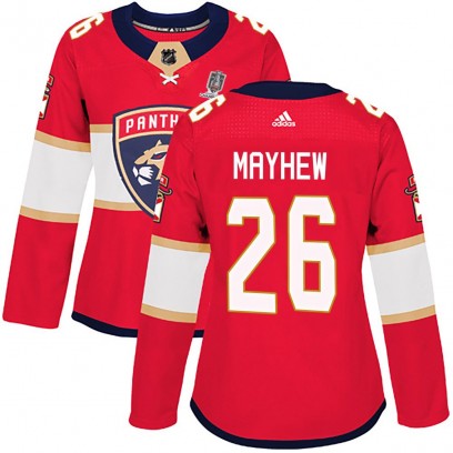Women's Authentic Florida Panthers Gerry Mayhew Adidas Home 2025 Stanley Cup Champions Patched Jersey - Red