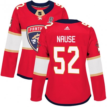 Women's Authentic Florida Panthers Evan Nause Adidas Home 2025 Stanley Cup Champions Patched Jersey - Red
