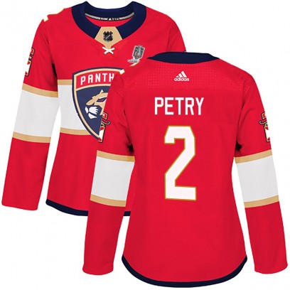 Women's Authentic Florida Panthers Jeff Petry Adidas Home 2025 Stanley Cup Champions Patched Jersey - Red