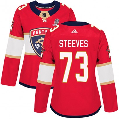 Women's Authentic Florida Panthers Ben Steeves Adidas Home 2025 Stanley Cup Champions Patched Jersey - Red