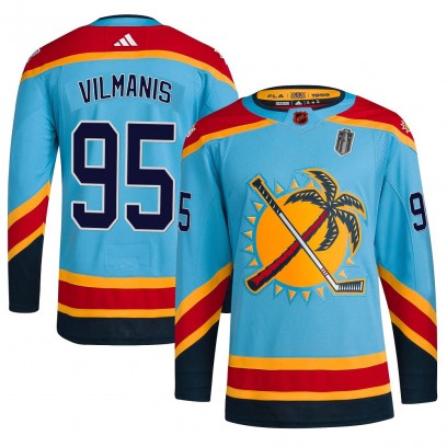Men's Authentic Florida Panthers Sandis Vilmanis Adidas Reverse Retro 2.0 2025 Stanley Cup Final Jersey - Light Blue