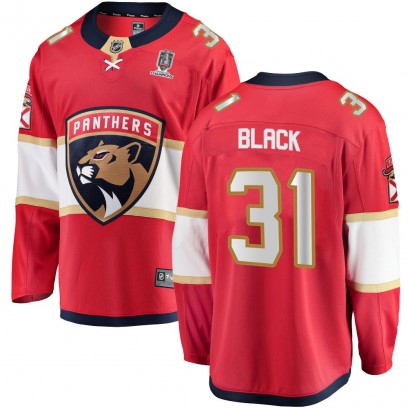 Men's Breakaway Florida Panthers Cooper Black Fanatics Branded Red Home 2025 Stanley Cup Champions Patched Jersey - Black
