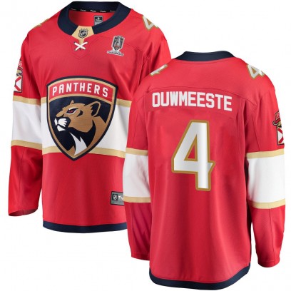 Men's Breakaway Florida Panthers Jay Bouwmeester Fanatics Branded Home 2025 Stanley Cup Champions Patched Jersey - Red