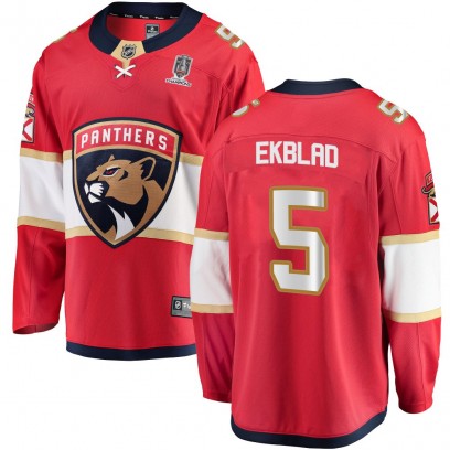 Men's Breakaway Florida Panthers Aaron Ekblad Fanatics Branded Home 2025 Stanley Cup Champions Patched Jersey - Red