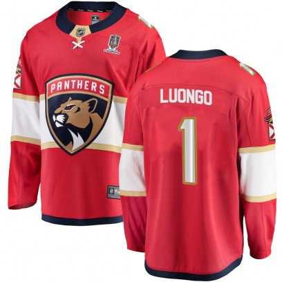 Men's Breakaway Florida Panthers Roberto Luongo Fanatics Branded Home 2025 Stanley Cup Champions Patched Jersey - Red
