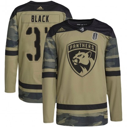 Youth Authentic Florida Panthers Cooper Black Adidas Camo Military Appreciation Practice 2025 Stanley Cup Final Jersey - Black