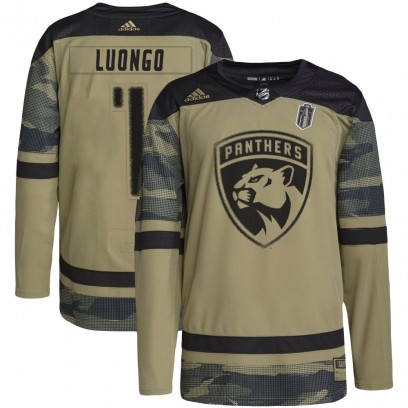 Youth Authentic Florida Panthers Roberto Luongo Adidas Military Appreciation Practice 2025 Stanley Cup Final Jersey - Camo