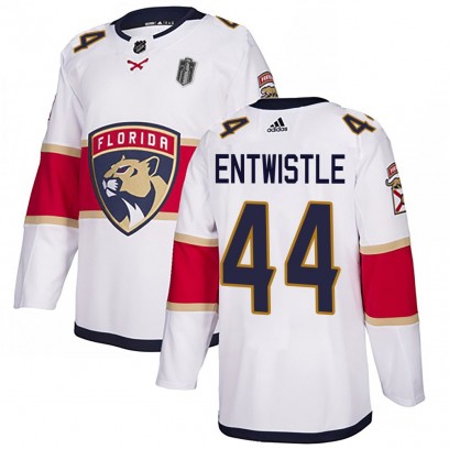 Men's Authentic Florida Panthers MacKenzie Entwistle Adidas Away 2025 Stanley Cup Final Jersey - White