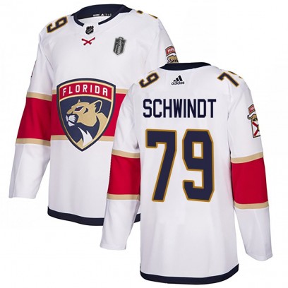 Men's Authentic Florida Panthers Cole Schwindt Adidas Away 2025 Stanley Cup Final Jersey - White