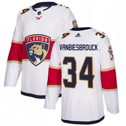 Youth Authentic Florida Panthers John Vanbiesbrouck Adidas Away Jersey - White