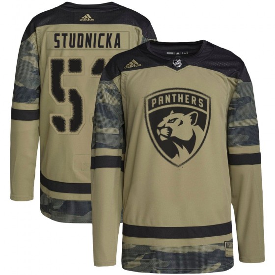 Youth Authentic Florida Panthers Jack Studnicka Adidas Military Appreciation Practice Jersey - Camo