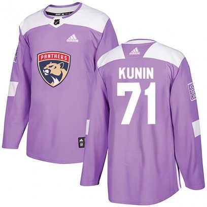 Men's Authentic Florida Panthers Luke Kunin Adidas Fights Cancer Practice Jersey - Purple