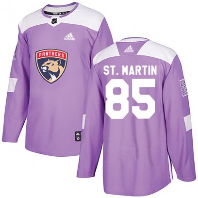 Men's Authentic Florida Panthers Hunter St. Martin Adidas Fights Cancer Practice Jersey - Purple